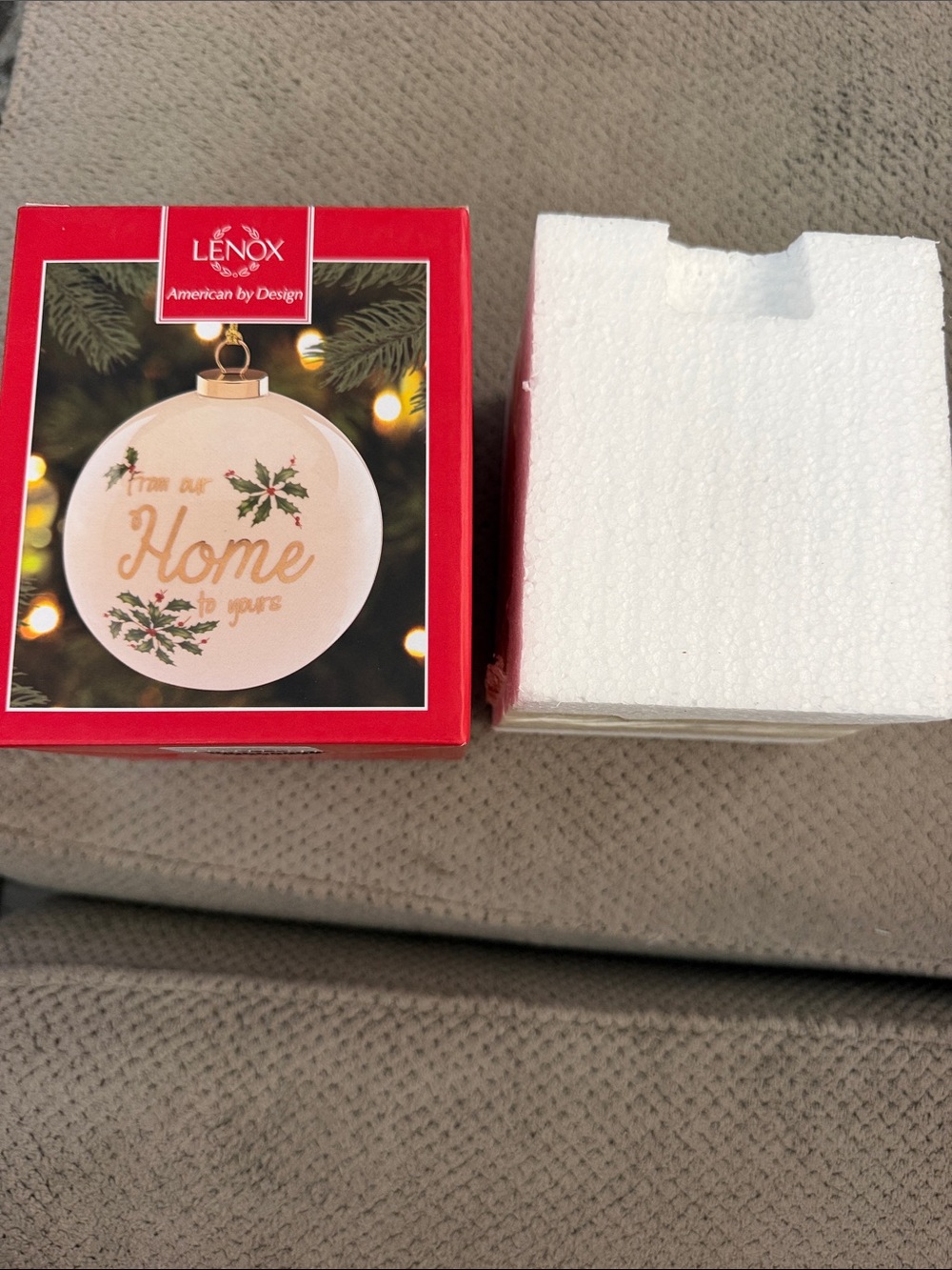Lenox White and Gold Holiday 'Home' Ornament with Holly Accents